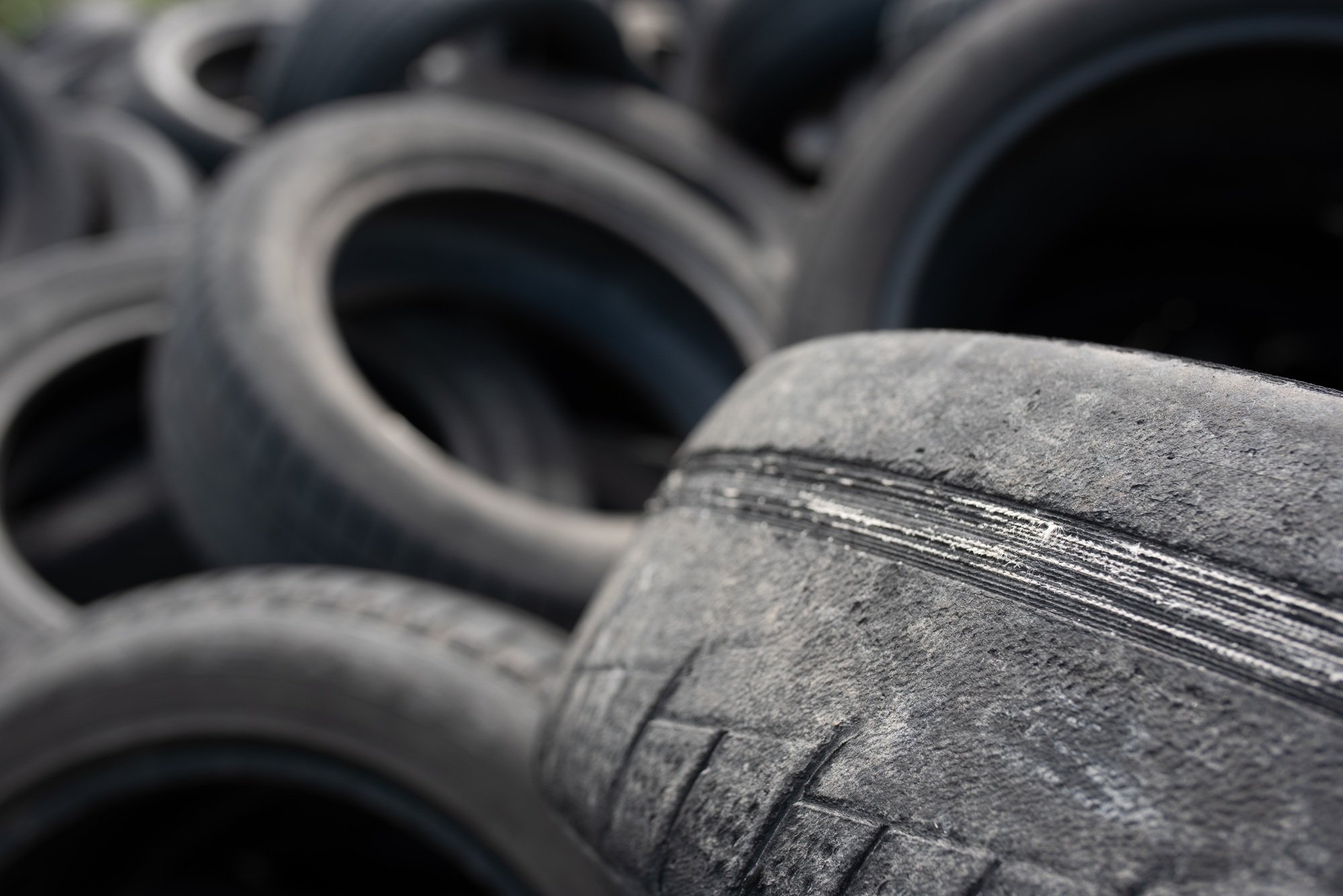Industrial landfill for the processing of waste tires and rubber tyres.