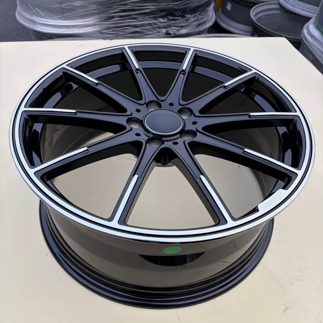 19 inch satin black multi-spoke Mercedes alloy wheel with machined face